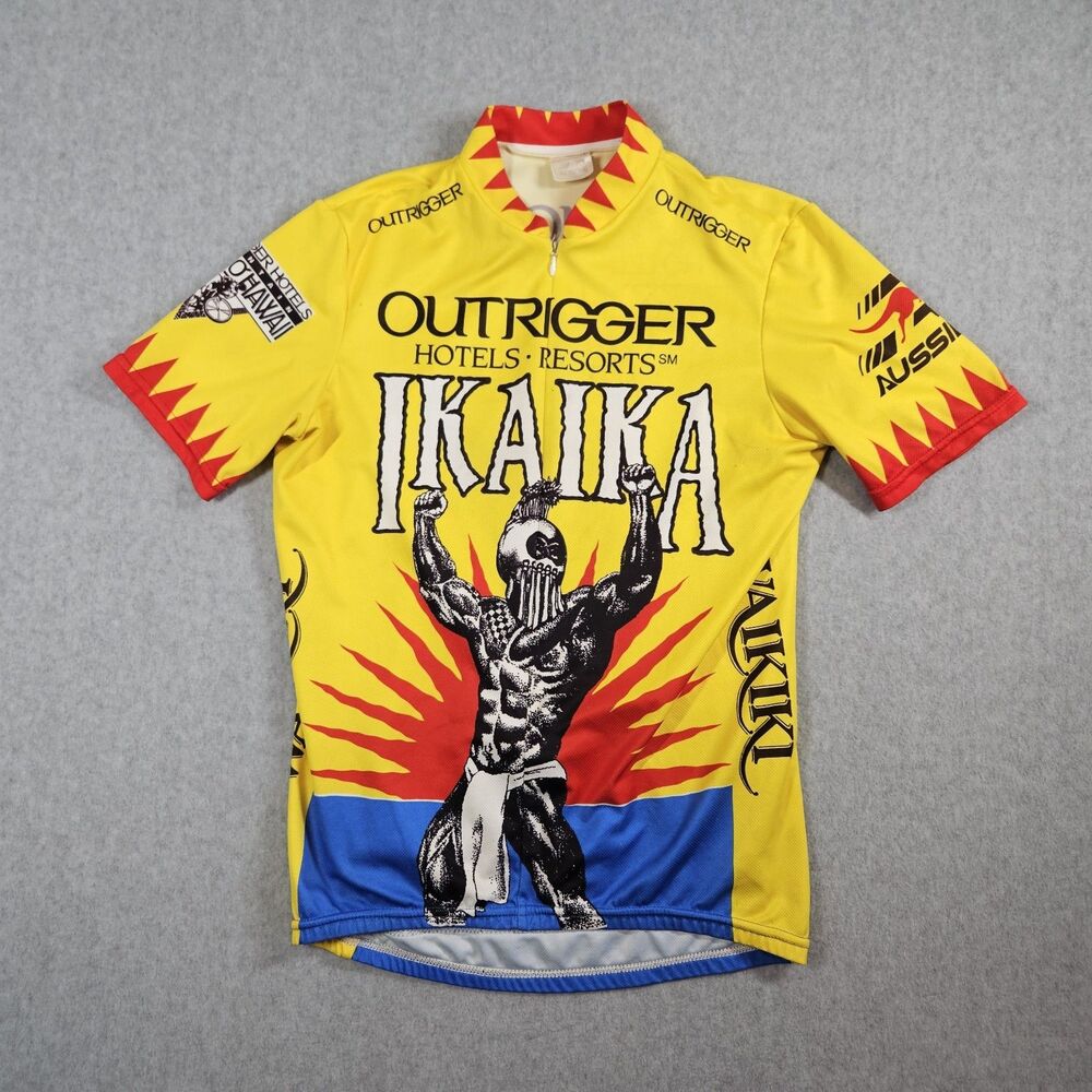 Aussie Ikaika Outrigger Red Yellow Cycling Biking Team Jersey Mens Medium